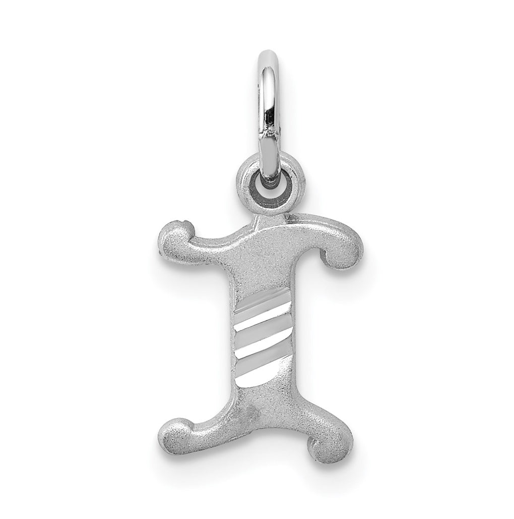 10K White Gold Diamond-cut Initial I Charm