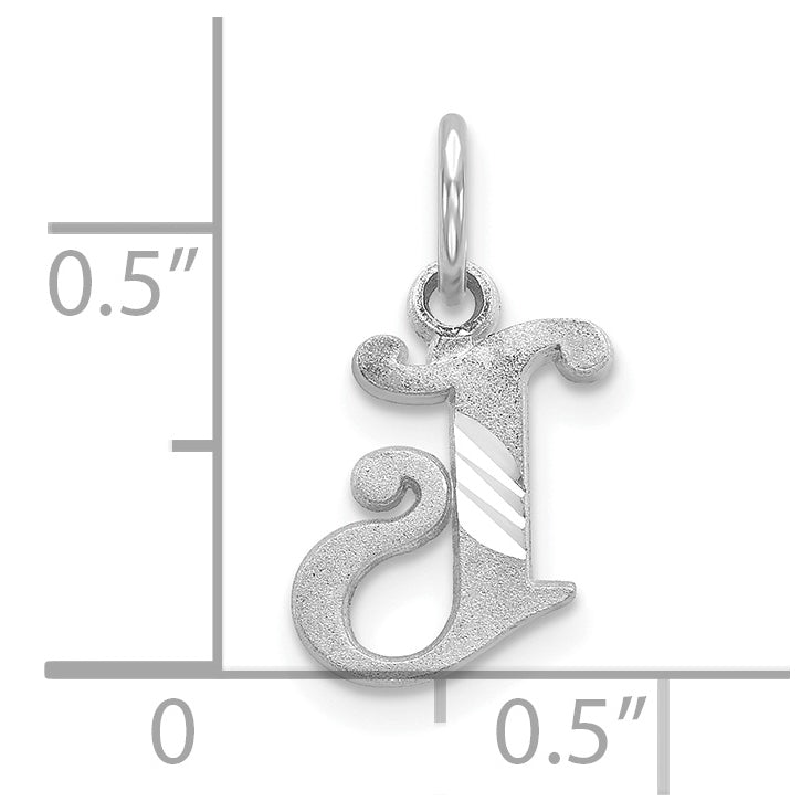 10K White Gold Diamond-cut Initial J Charm