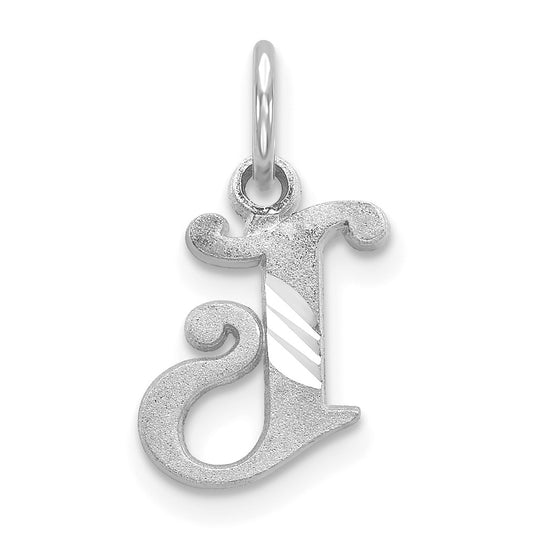 10K White Gold Diamond-cut Initial J Charm