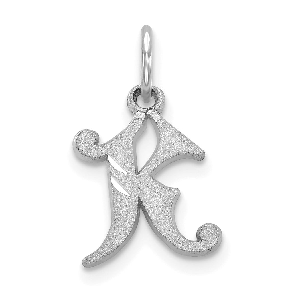 10K White Gold Diamond-cut Initial K Charm