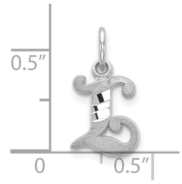 10K White Gold Diamond-cut Initial L Charm