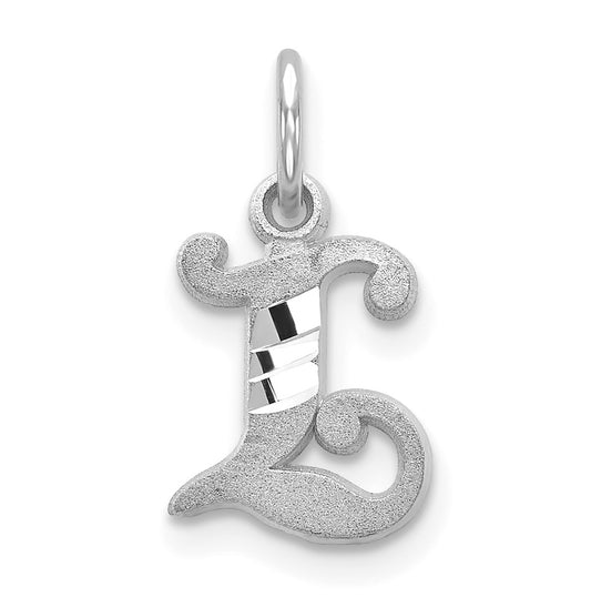 10K White Gold Diamond-cut Initial L Charm