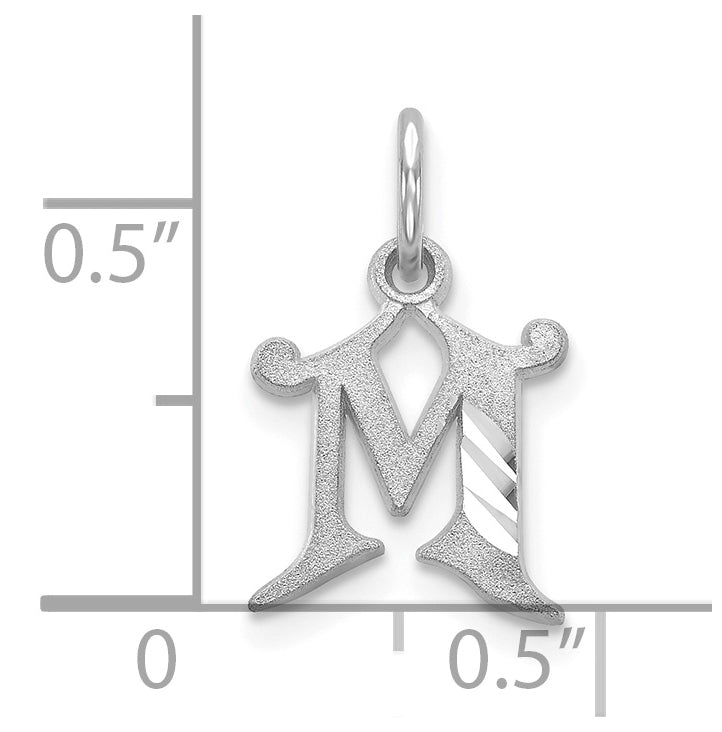 10K White Gold Diamond-cut Initial M Charm