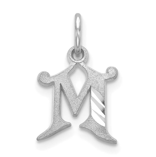 10K White Gold Diamond-cut Initial M Charm