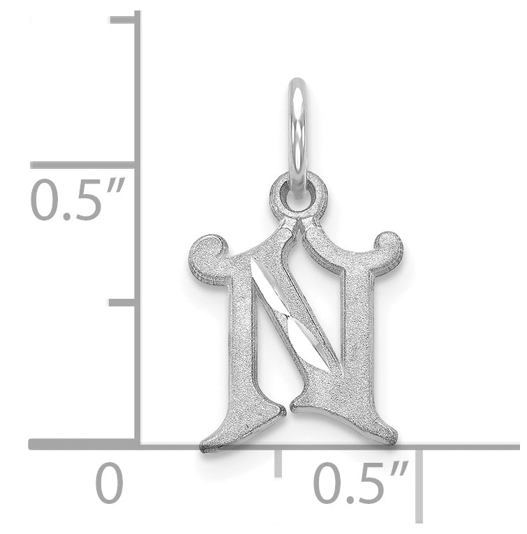 10K White Gold Diamond-cut Initial N Charm