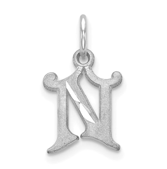 10K White Gold Diamond-cut Initial N Charm