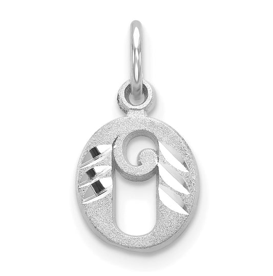 10K White Gold Diamond-cut Initial O Charm
