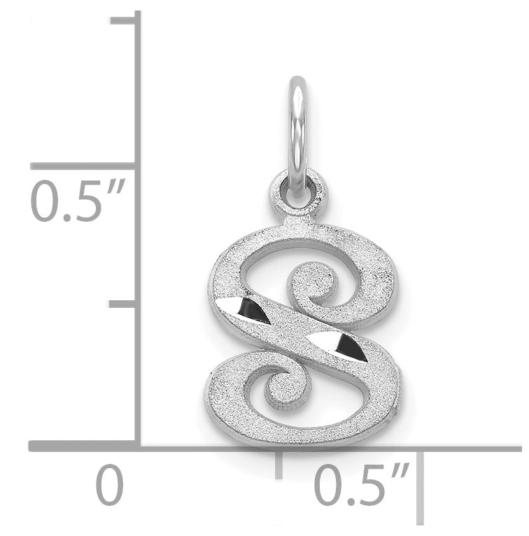 10K White Gold Diamond-cut Initial S Charm