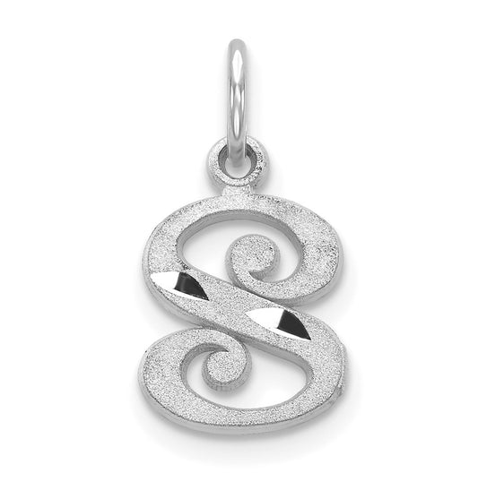 10K White Gold Diamond-cut Initial S Charm