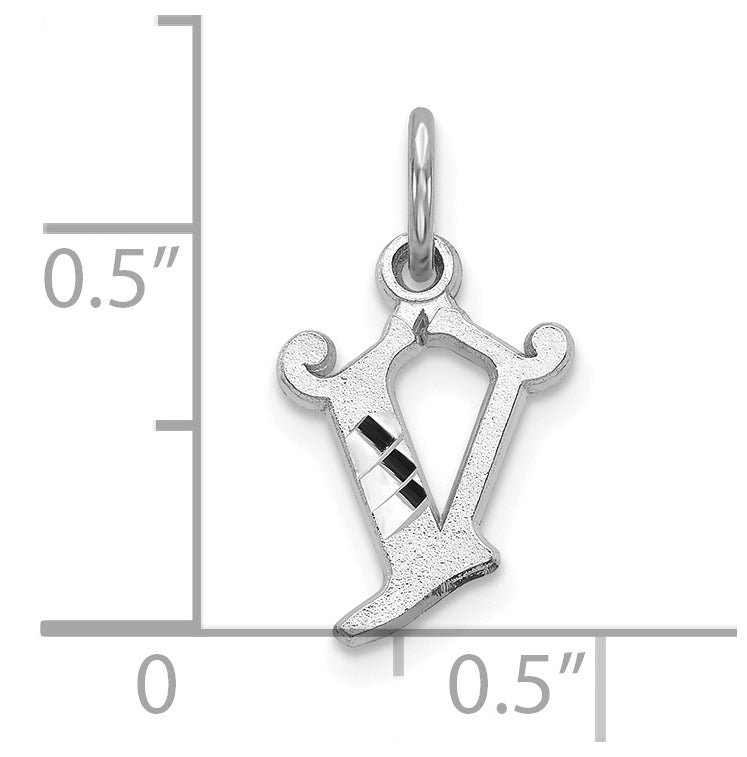 10K White Gold Diamond-cut Initial V Charm