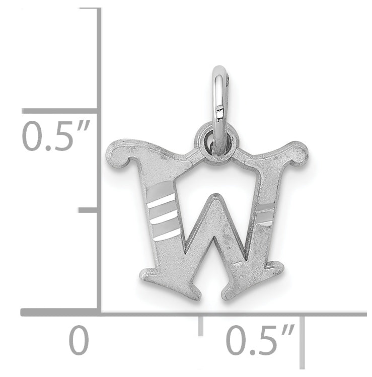 10K White Gold Diamond-cut Initial W Charm