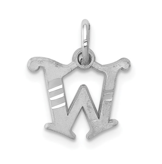 10K White Gold Diamond-cut Initial W Charm