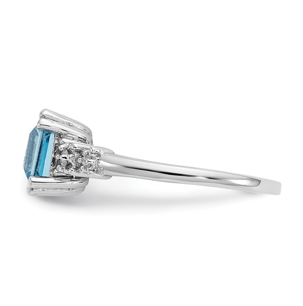 10k White Gold Diamond and Blue Topaz Ring – Elegant Jewelry Gift for Birthday, Anniversary, Engagement, Wedding