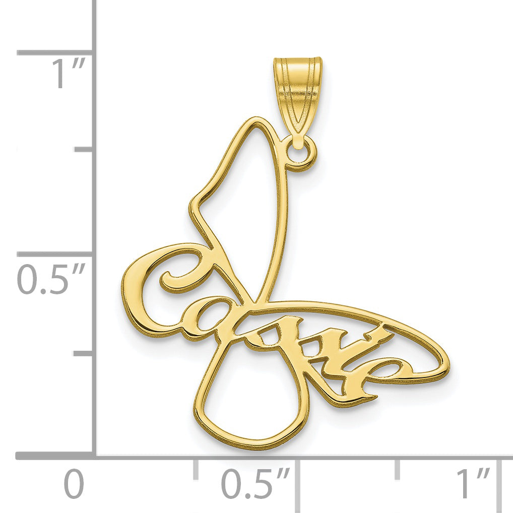 10K Yellow Gold Small Butterfly with Name on Wings Pendant