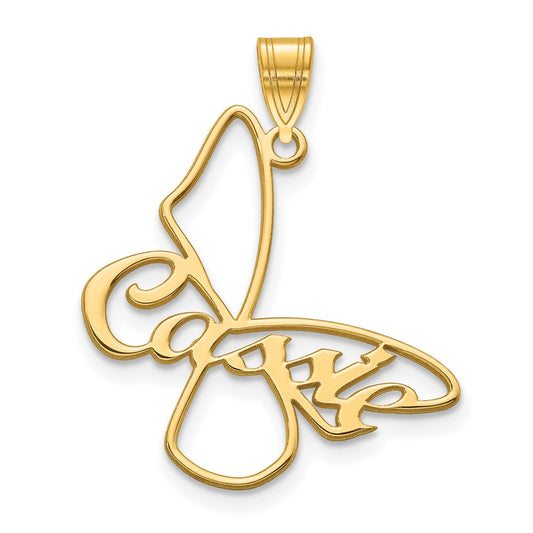 10K Yellow Gold Small Butterfly with Name on Wings Pendant