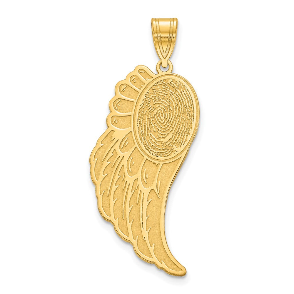 10K Yellow Gold Angel Wing Fingerprint Pendant
