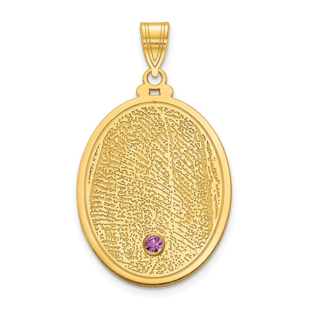 10K Yellow Gold Oval Fingerprint w/ 14k Bezel Birthstone Pendant
