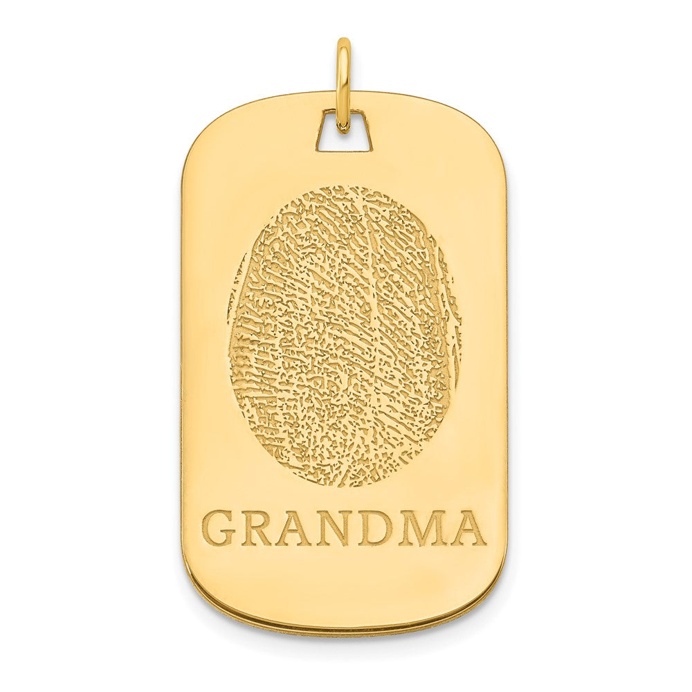 10K Yellow Gold Dog Tag Fingerprint Charm