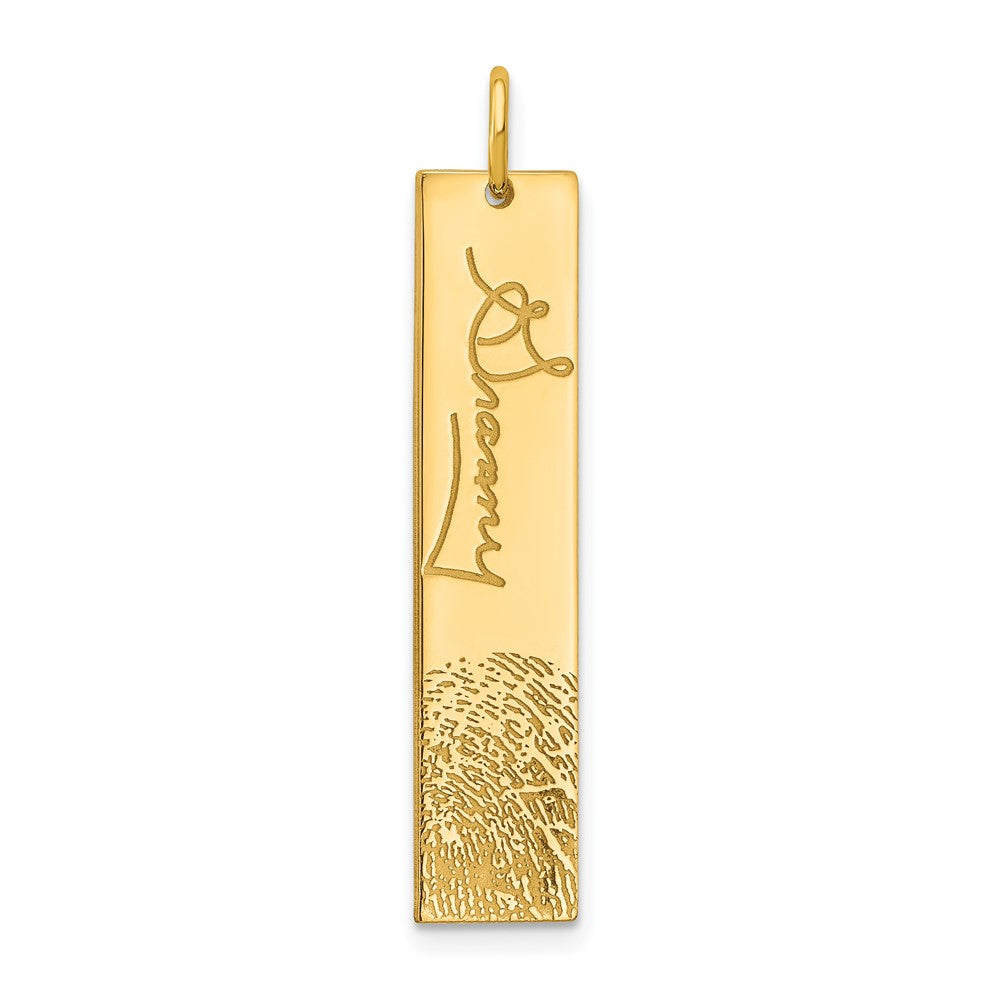 10K Yellow Gold Vertical Signature and Fingerprint Charm