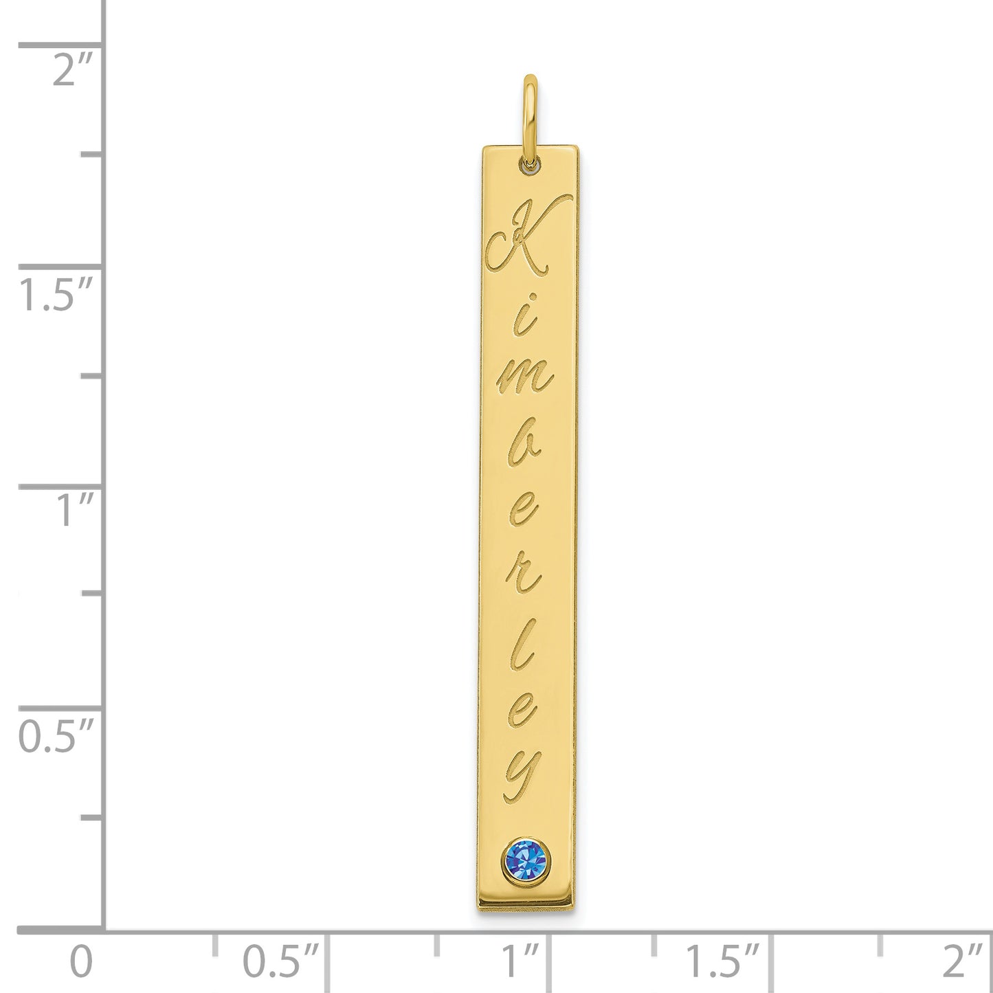 10K Yellow Gold Enameled w/14k Bezel Birthstone Vertical Bar Charm