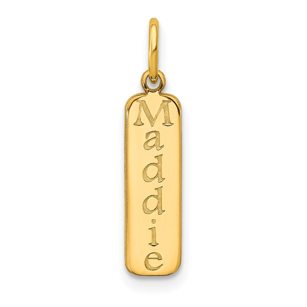 10K Yellow Gold Vertical Block Font Name Bar Charm