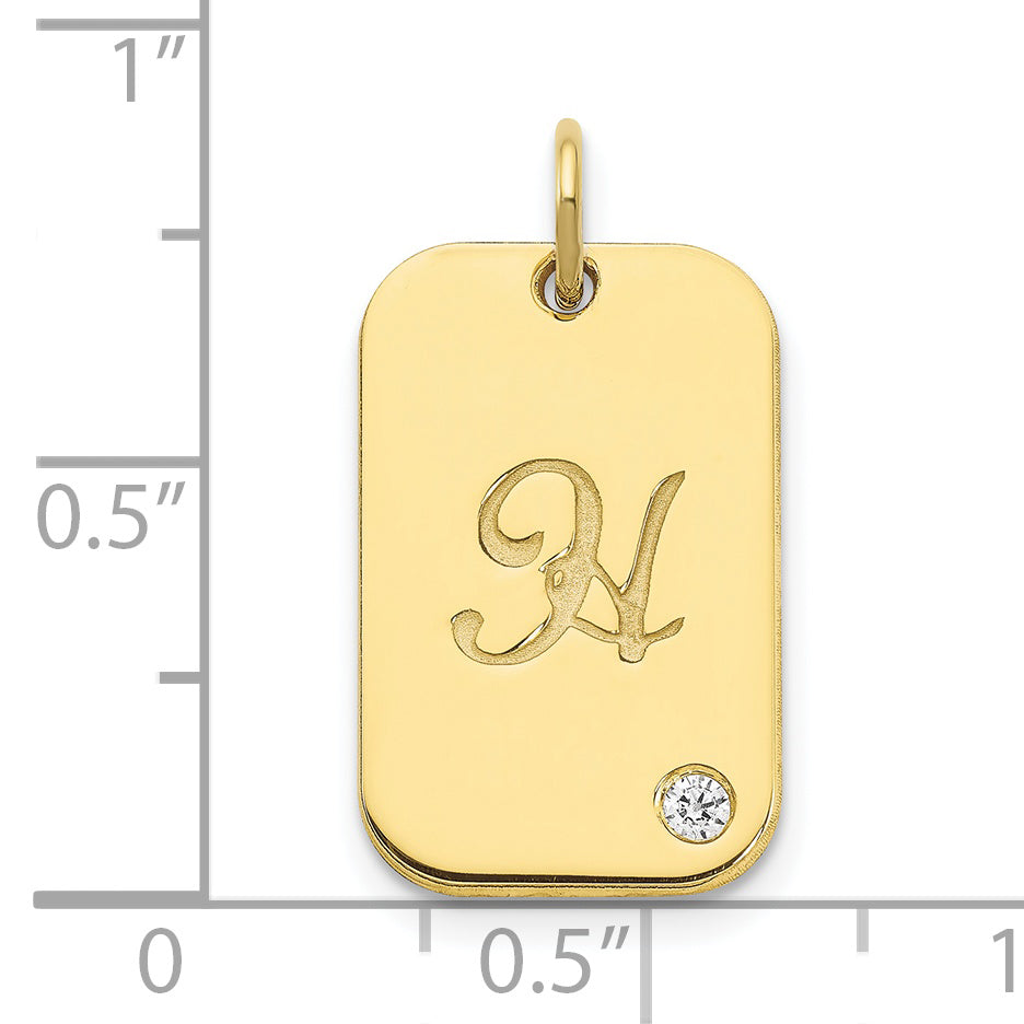 10K Yellow Gold Dog Tag with Diamond Charm