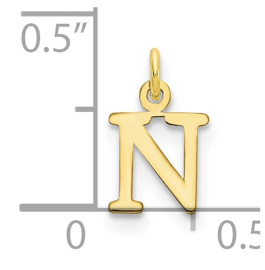 10K Yellow Gold Cutout Letter N Initial Charm