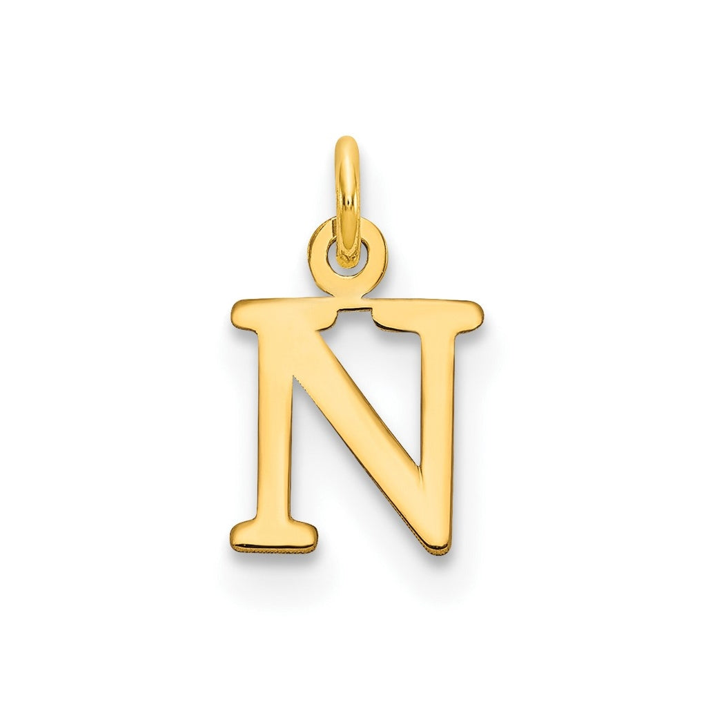 10K Yellow Gold Cutout Letter N Initial Charm