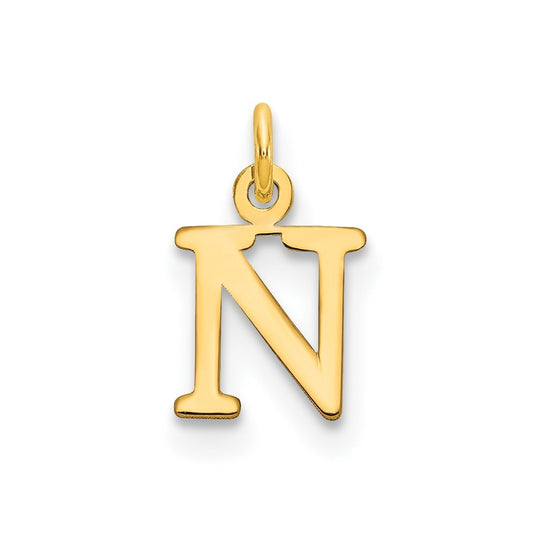 10K Yellow Gold Cutout Letter N Initial Charm