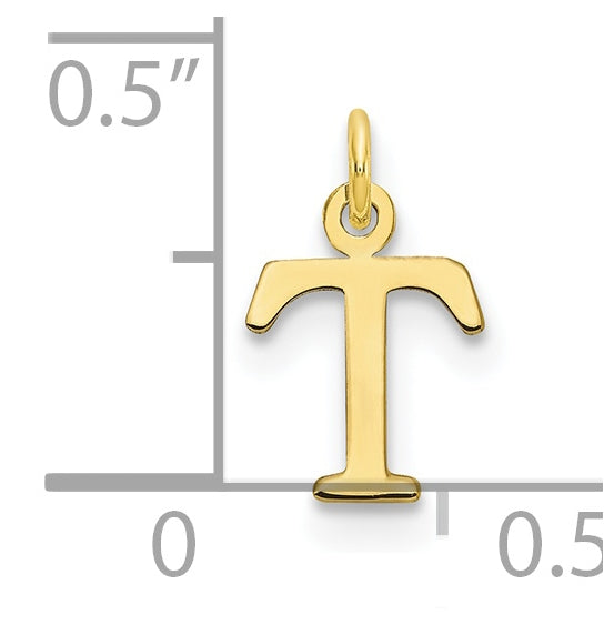 10K Yellow Gold Cutout Letter T Initial Charm