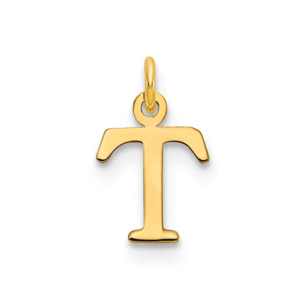 10K Yellow Gold Cutout Letter T Initial Charm