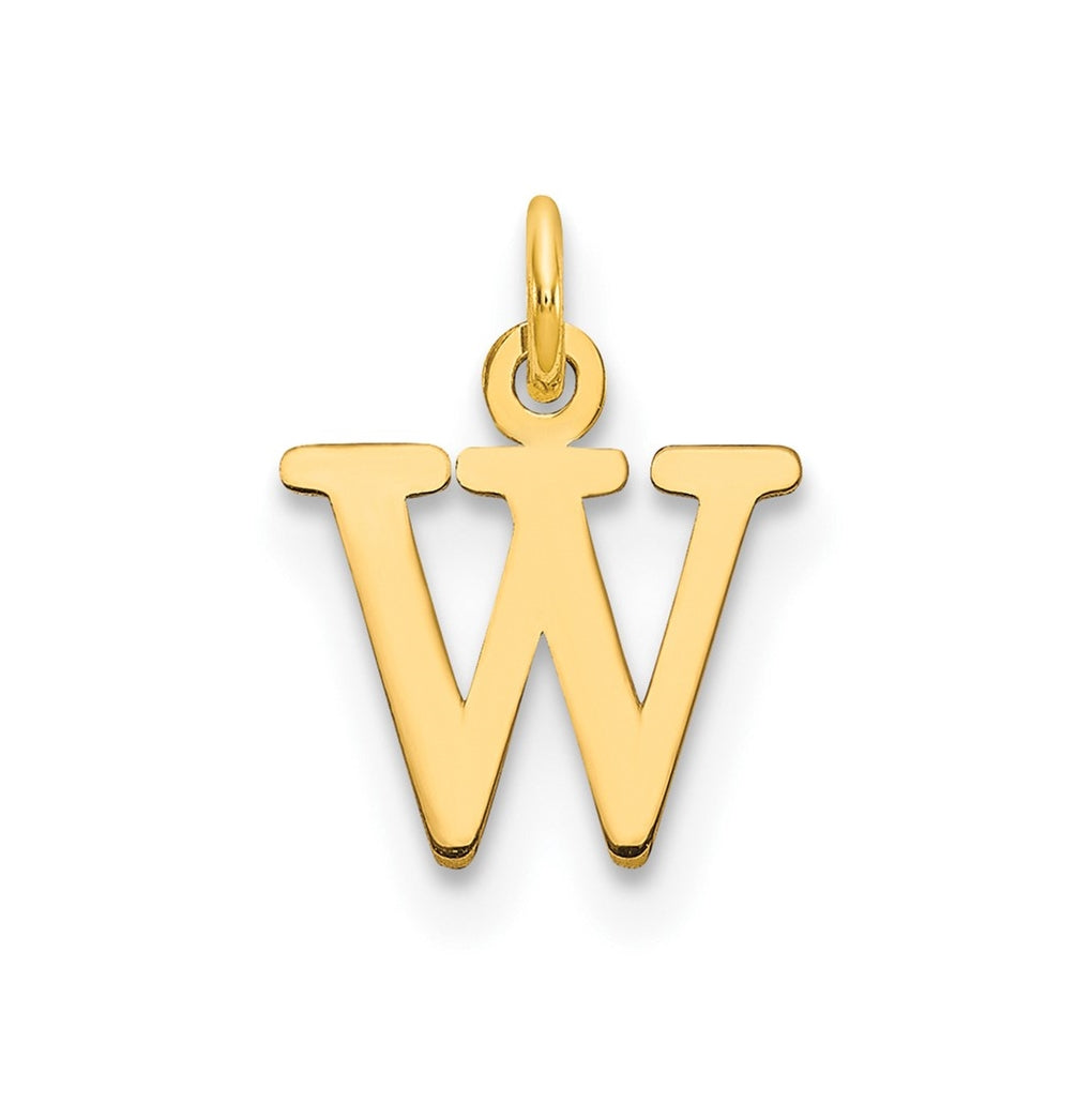 10K Yellow Gold Cutout Letter W Initial Charm