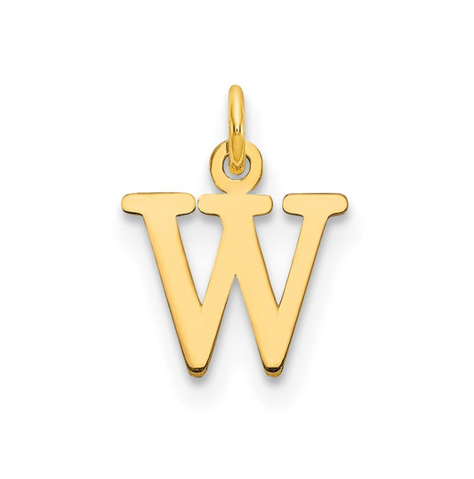 10K Yellow Gold Cutout Letter W Initial Charm