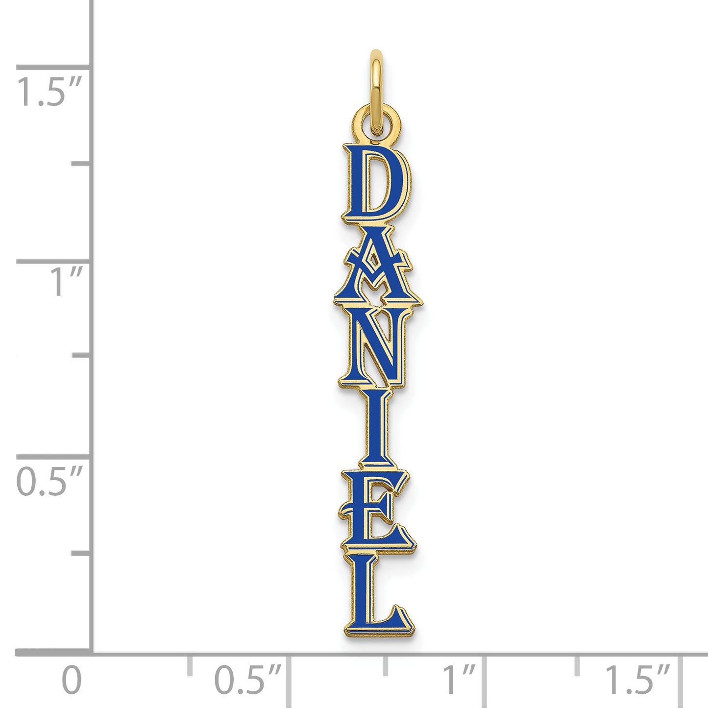 10K Yellow Gold Algerian Font Vertical Name Plate Enameled Charm