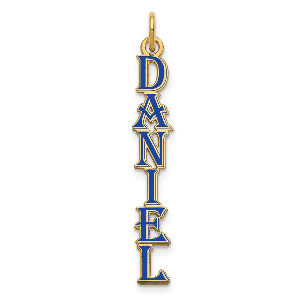 10K Yellow Gold Algerian Font Vertical Name Plate Enameled Charm