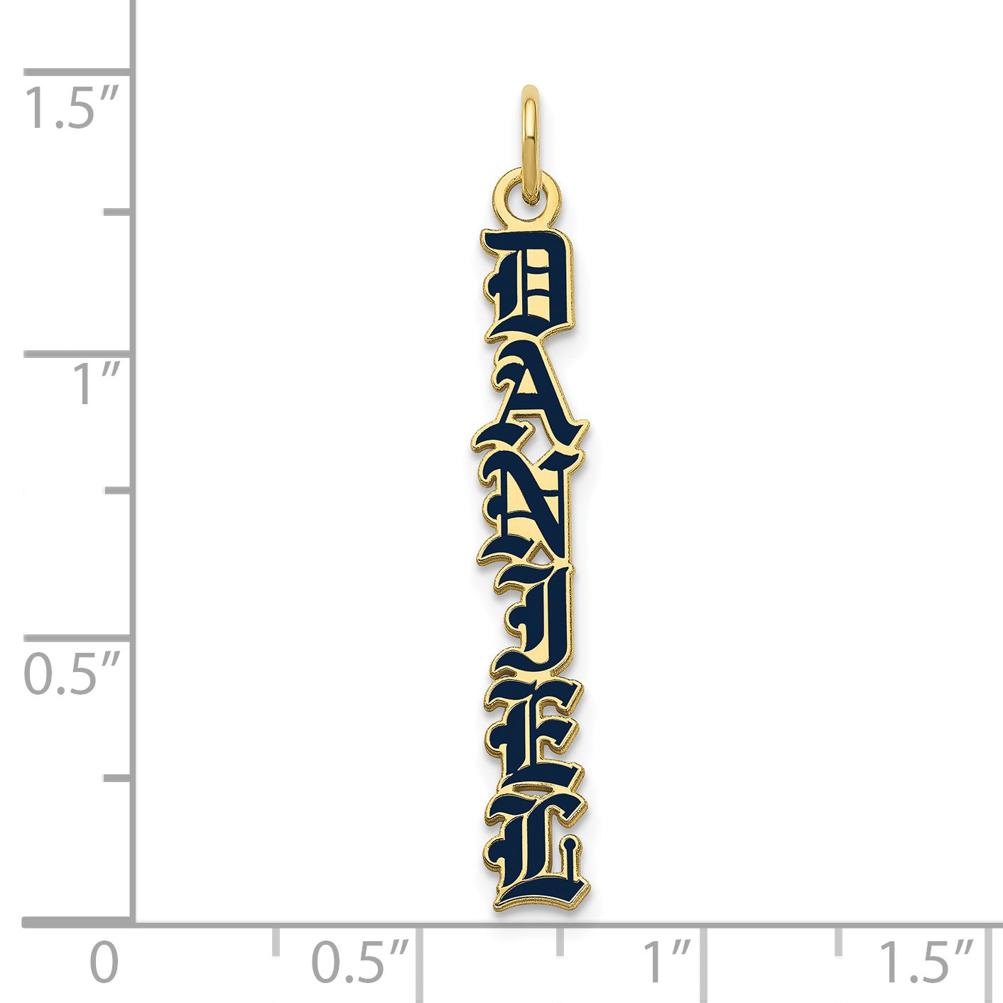 10K Yellow Gold English Towne Font Vertical Name Plate Enameled Charm