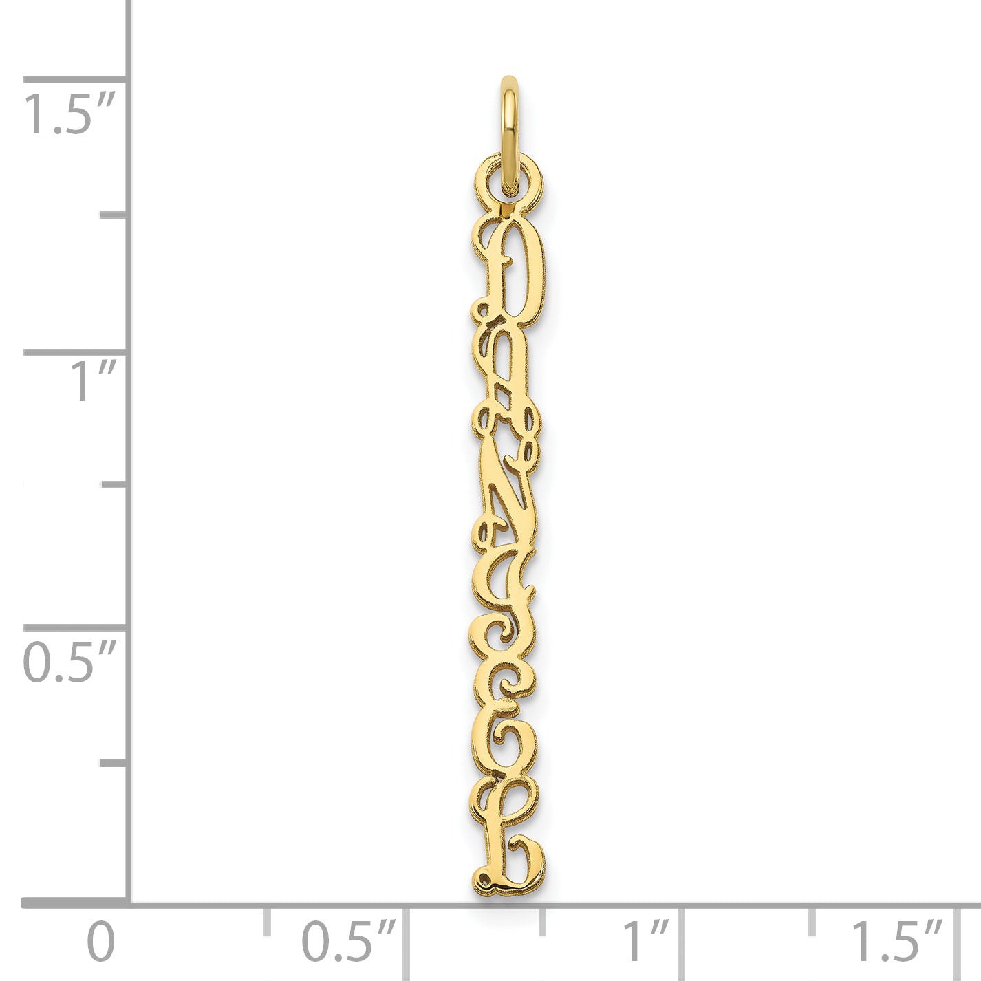 10K Yellow Gold QG Vine Font Vertical Name Plate Charm
