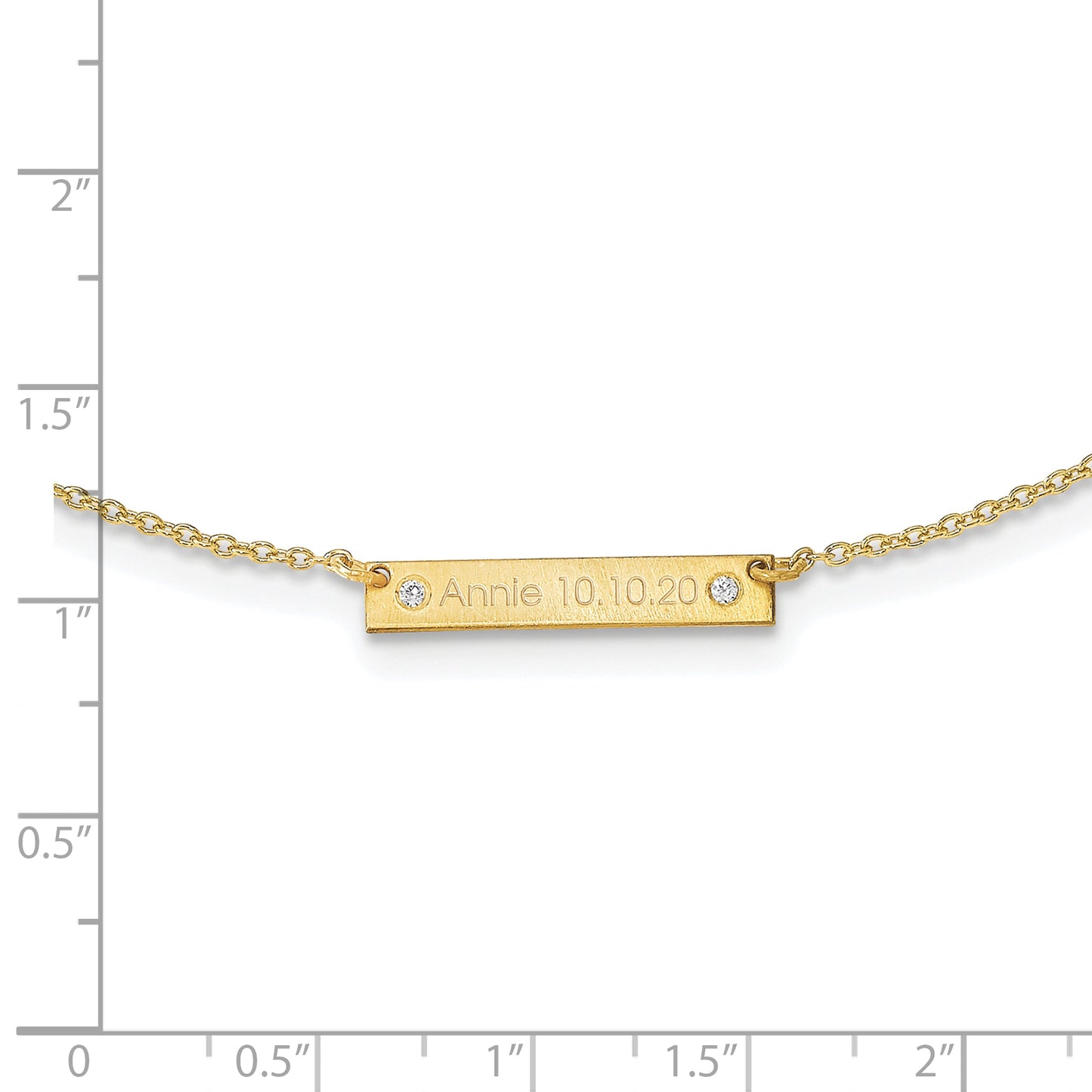 10K Yellow Gold Brushed 1 Station with Diamond Necklace
