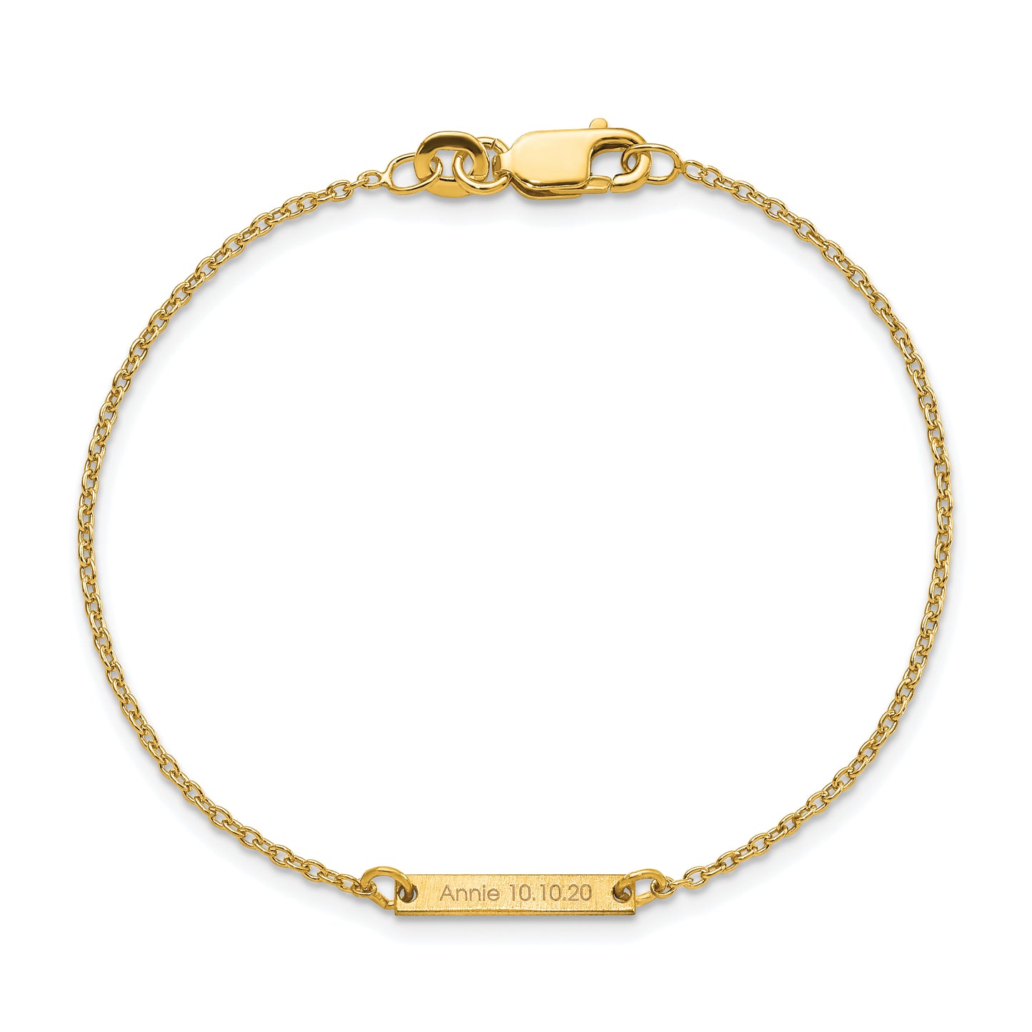10K Yellow Gold Brushed 1 Station Bracelet