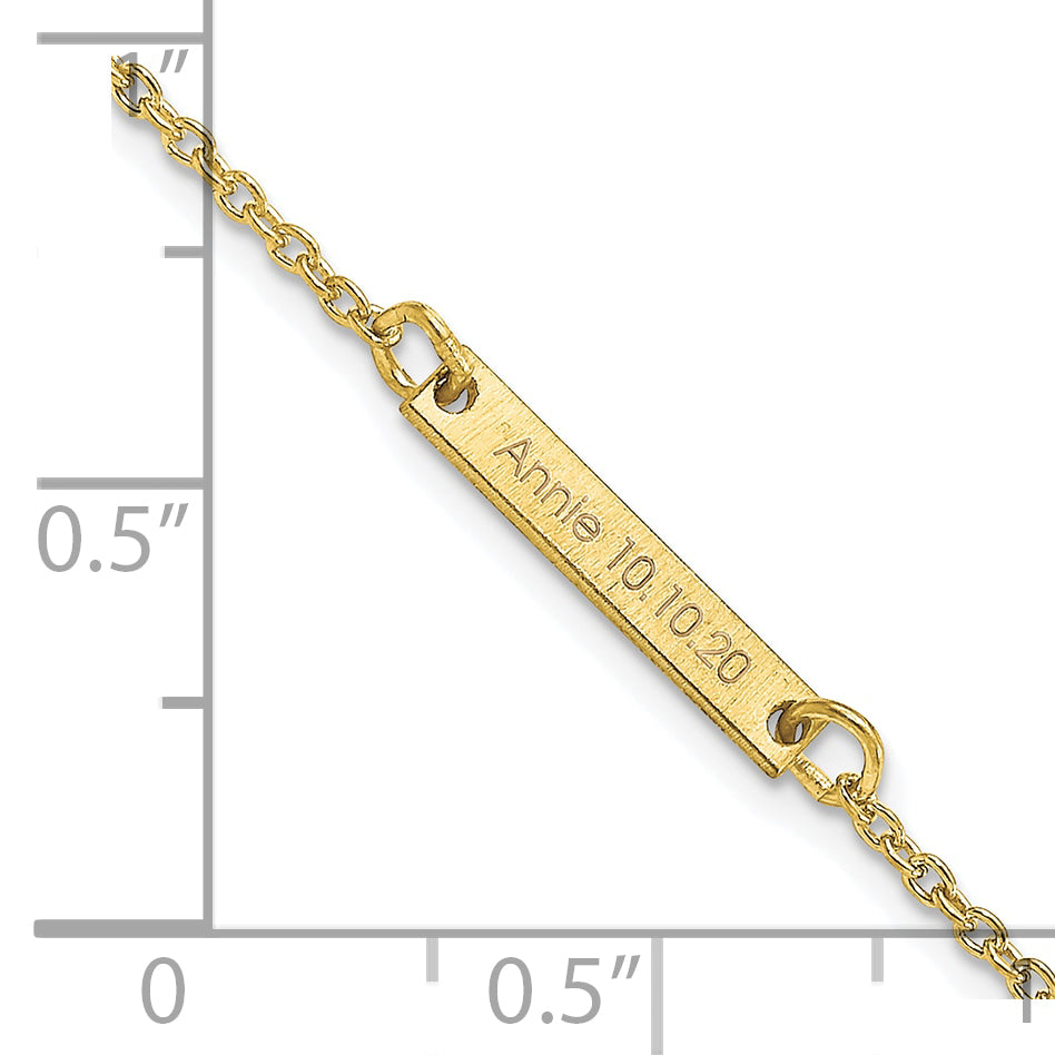 10K Yellow Gold Brushed 1 Station Bracelet