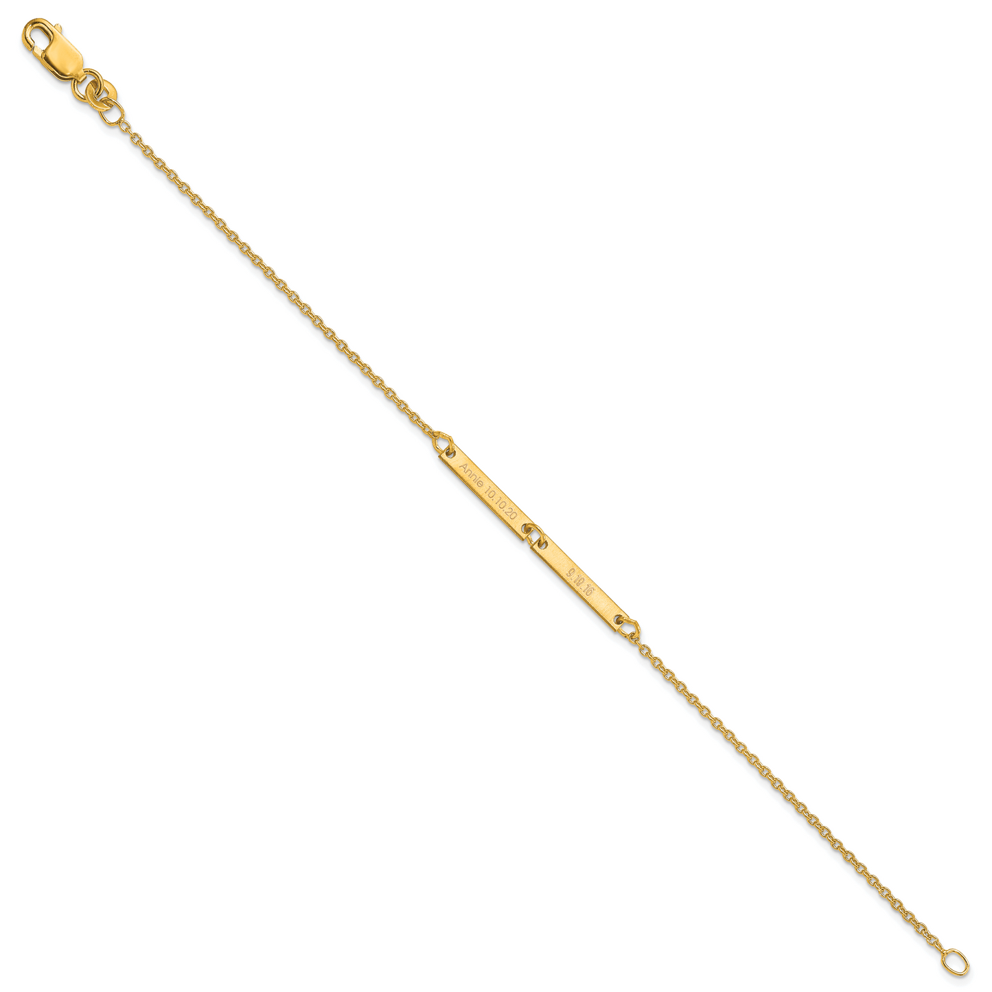 10K Yellow Gold Brushed 2 Station Bracelet