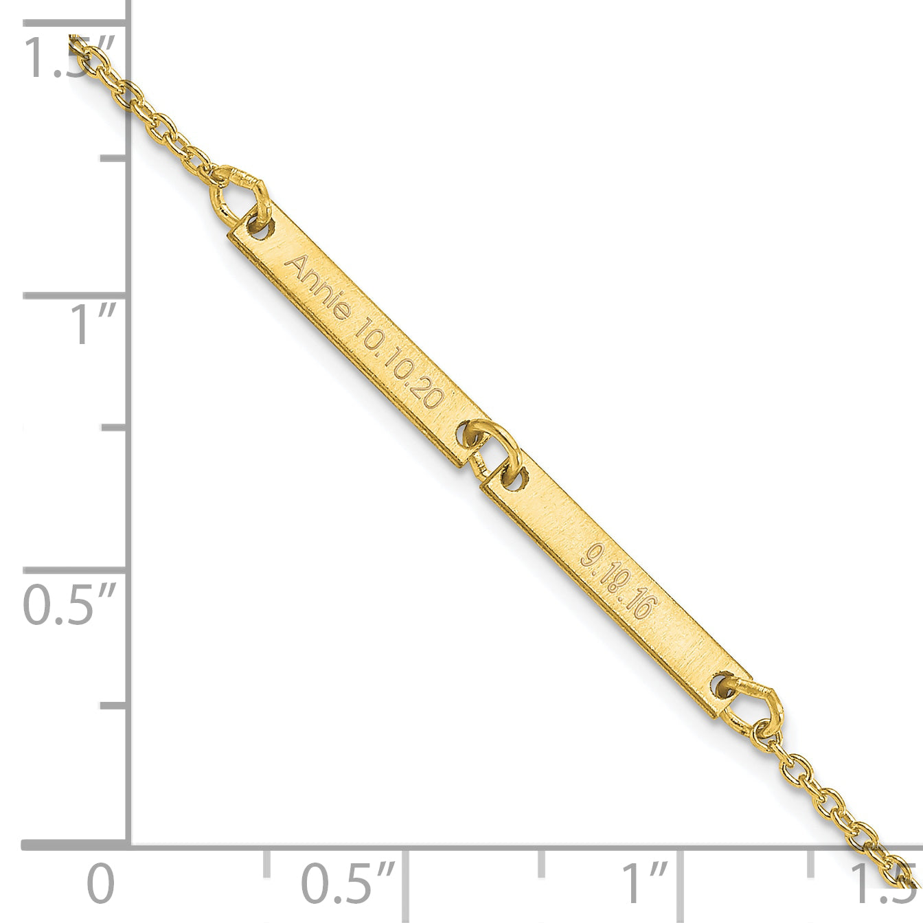 10K Yellow Gold Brushed 2 Station Bracelet