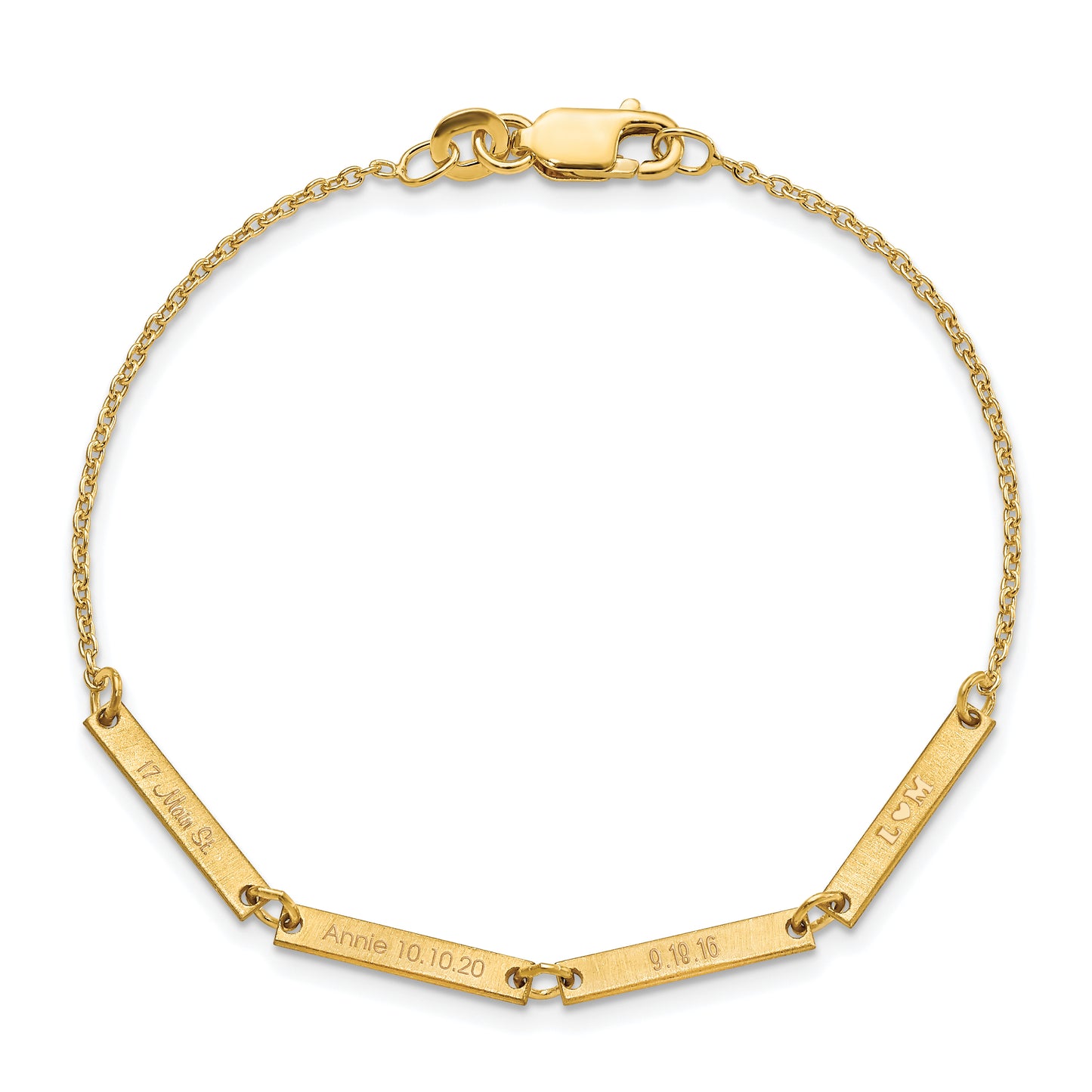10K Yellow Gold Brushed 4 Station Bracelet