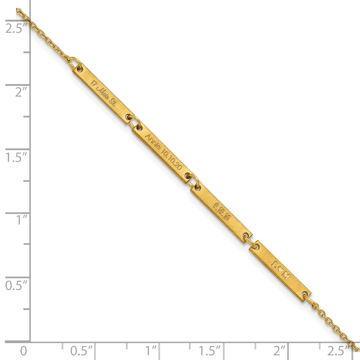 10K Yellow Gold Brushed 4 Station Bracelet