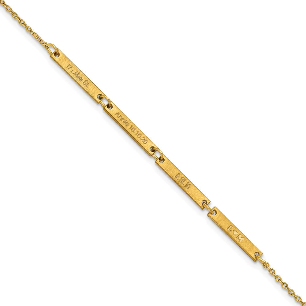 10K Yellow Gold Brushed 4 Station Bracelet