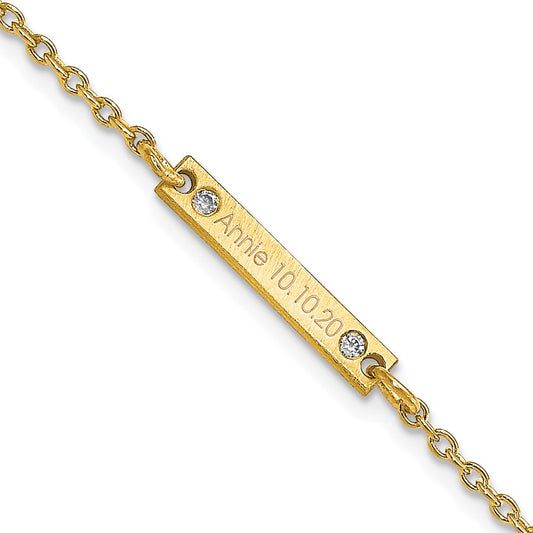 10K Yellow Gold Brushed 1 Station Diamond Bracelet
