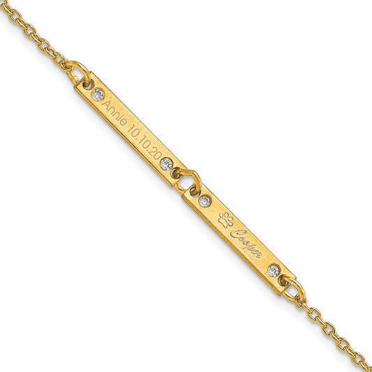 10K Yellow Gold Brushed 2 Station Diamond Bracelet