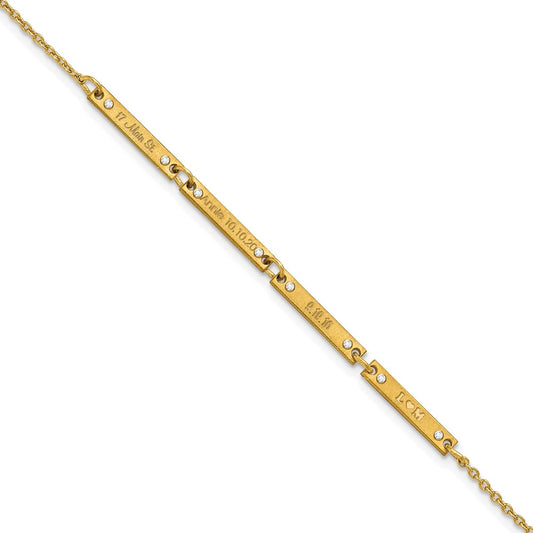 10K Yellow Gold Brushed 4 Station Diamond Bracelet