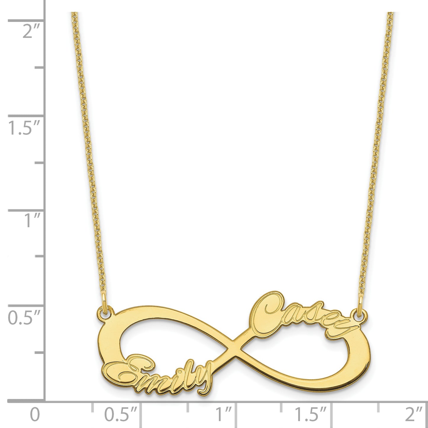 10K Yellow Gold 2 Name Infinity Necklace