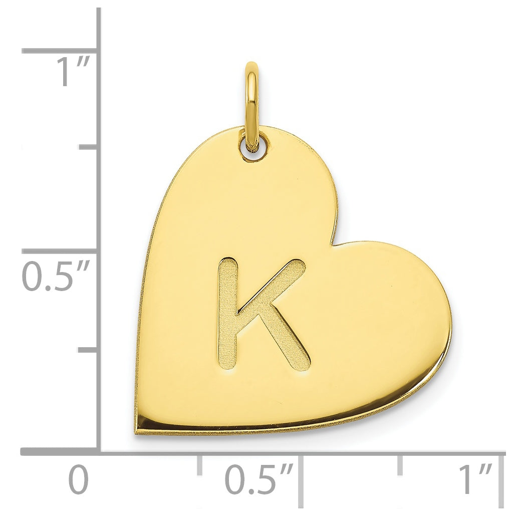 10K Yellow Gold Initial Heart Charm